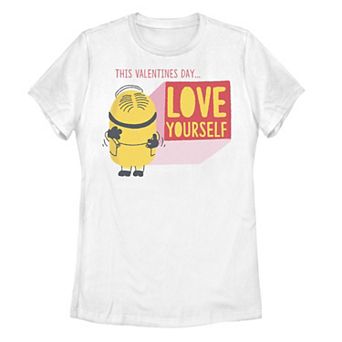 Juniors' Minions This Valentine's Day Love Yourself Group Portrait Tee