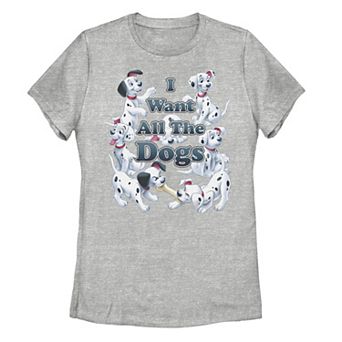 Juniors' Disney's 101 Dalmatians I Want All The Dogs Tee