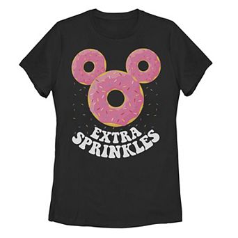 Juniors' Disney's Mickey Mouse Extra Sprinkles Donut Logo Tee