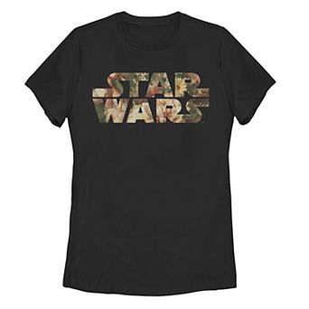 Juniors' Star Wars Floral Title Logo Tee
