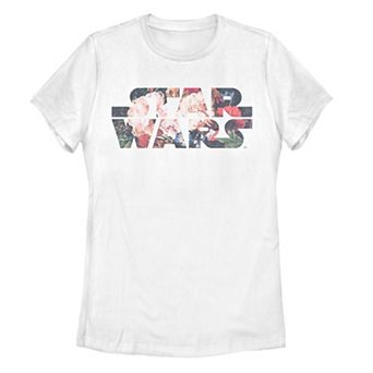 Juniors' Star Wars Antique Flower Print Logo Tee