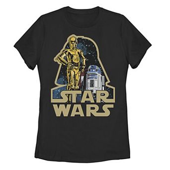 Juniors' Star Wars C-3PO R2-D2 Droids Of Vader's Shadow Badge Tee