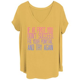 Juniors' If Don't Succeed Fix Your Ponytail Gradient Text Tee