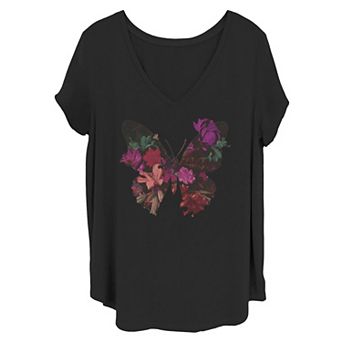 Juniors' Floral Butterfly Center Tee