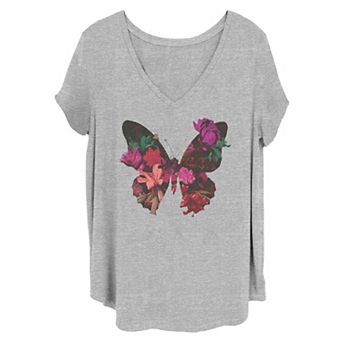 Juniors' Floral Butterfly Center Tee