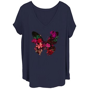 Juniors' Floral Butterfly Center Tee
