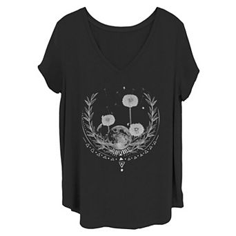Juniors' Dandelions And Moon Crescent Tee