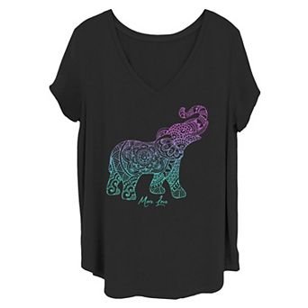 Juniors' Gradient Henna Style Elephant Tee