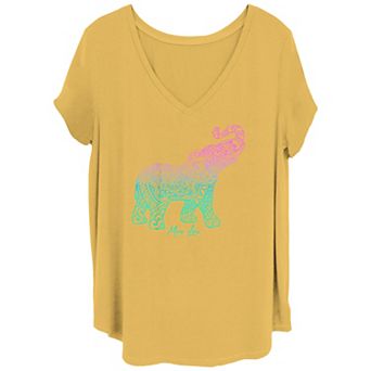 Juniors' Gradient Henna Style Elephant Tee