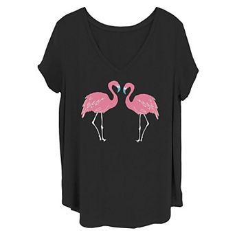 Juniors' Pink Flamingo Sketch Tee