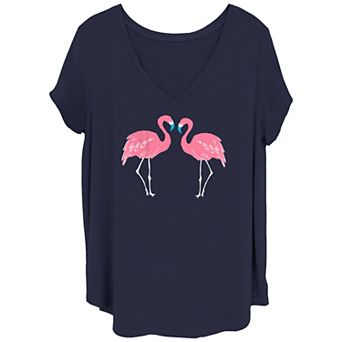 Juniors' Pink Flamingo Sketch Tee
