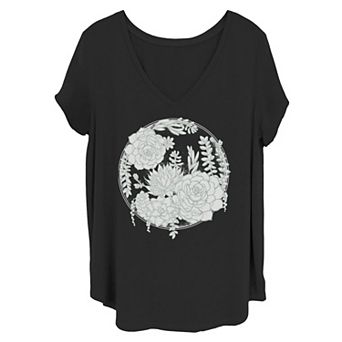 Juniors' Succulent Circle Stamp Tee