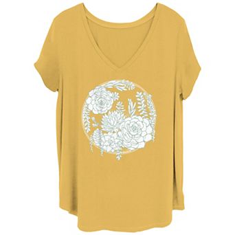 Juniors' Succulent Circle Stamp Tee
