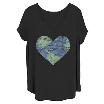 Juniors' Heart Shaped Earth Tee