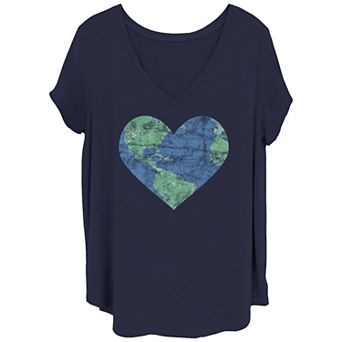 Juniors' Heart Shaped Earth Tee