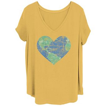 Juniors' Heart Shaped Earth Tee