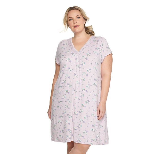 Plus Size Croft & Barrow® Short Sleeve V-Neck Nightgown