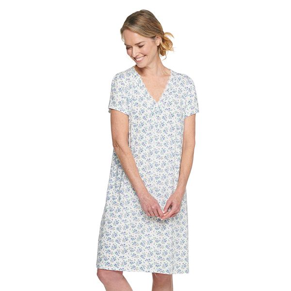 Petite Croft & Barrow® Short Sleeve V-Neck Nightgown