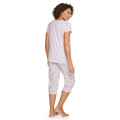 Women's Croft & Barrow® Short Sleeve Pajama Top & Pajama Capri Pants ...