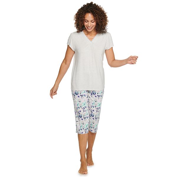 Women's Croft & Barrow® Short Sleeve Pajama Top & Pajama Capri Pants
