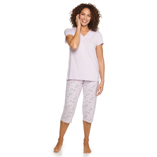 Women's Croft & Barrow® Short Sleeve Pajama Top & Pajama Capri Pants ...