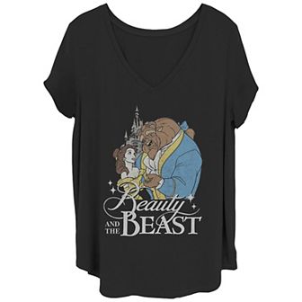 Juniors' Plus Disney Beauty & The Beast Vintage Logo Dance Tee