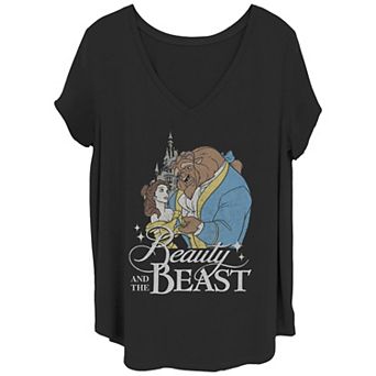 Juniors' Plus Disney Beauty & The Beast Vintage Logo Dance Tee