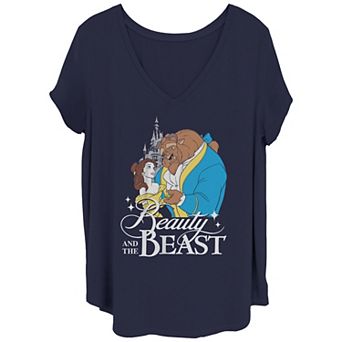 Juniors' Plus Disney Beauty & The Beast Vintage Logo Dance Tee