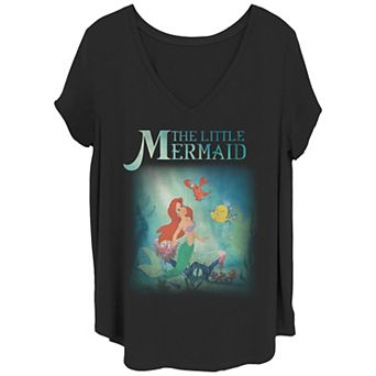 Disney's The Little Mermaid Group Shot Looking At The Surface Juniors' Plus Tee