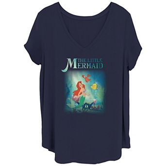 Disney's The Little Mermaid Group Shot Looking At The Surface Juniors' Plus Tee