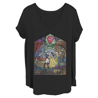 Disney's Beauty & The Beast Stained Glass Juniors' Plus Tee