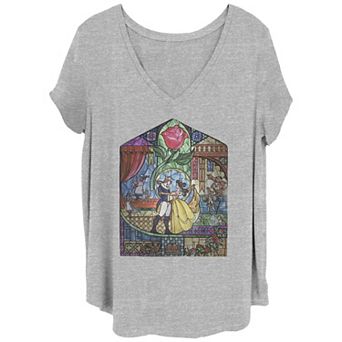 Disney's Beauty & The Beast Stained Glass Juniors' Plus Tee