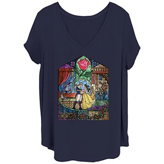 Disney's Beauty & The Beast Stained Glass Juniors' Plus Tee