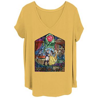 Disney's Beauty & The Beast Stained Glass Juniors' Plus Tee