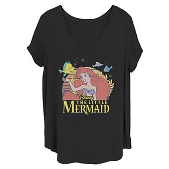 Disney's The Little Mermaid Ariel Flounder Juniors' Plus Logo Tee