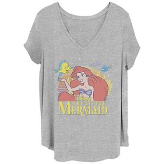Disney's The Little Mermaid Ariel Flounder Juniors' Plus Logo Tee