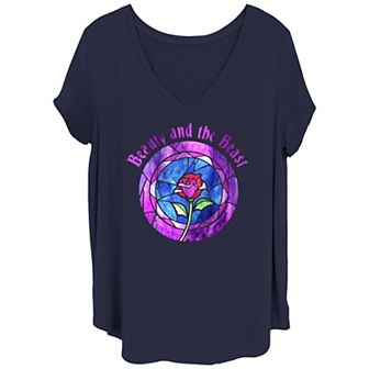 Juniors' Plus Disney Princesses Glass Rose Tee