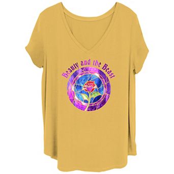 Juniors' Plus Disney Princesses Glass Rose Tee