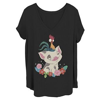 Disney's Moana Juniors' Plus Size Heihei and Pua Graphic Tee