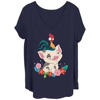 Disney's Moana Juniors' Plus Size Heihei and Pua Graphic Tee