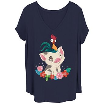 Disney's Moana Juniors' Plus Size Heihei and Pua Graphic Tee
