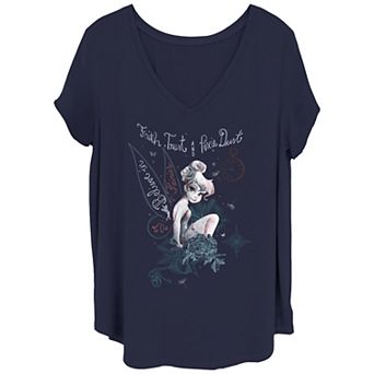 Disney's Peter Pan Juniors' Plus Size Tinkerbell "Believe In Fairies" Graphic Tee