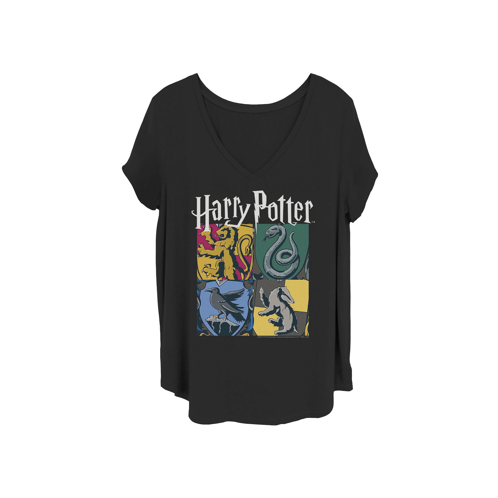 Juniors Plus Size Harry Potter All Houses Tee, Womens, Size: 4XL, Black
