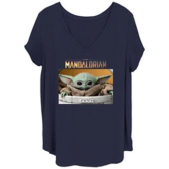 Juniors' Plus Size Star Wars Mandalorian Baby Yoda Graphic Tee