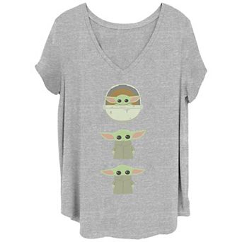 Juniors' Plus Size Star Wars The Mandalorian Grogu Stack Graphic Tee