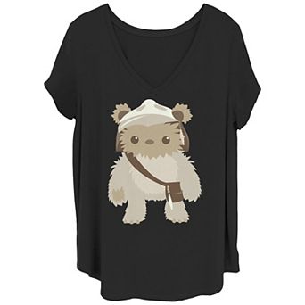 Juniors' Plus Size Star Wars Ewok Cutie Portrait V-Neck Tee