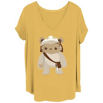 Juniors' Plus Size Star Wars Ewok Cutie Portrait V-Neck Tee