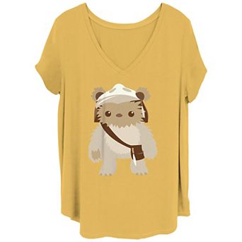 Juniors' Plus Size Star Wars Ewok Cutie Portrait V-Neck Tee