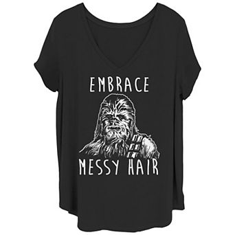 Juniors' Plus Size Star Wars Embrace Hair Comp Portrait Tee