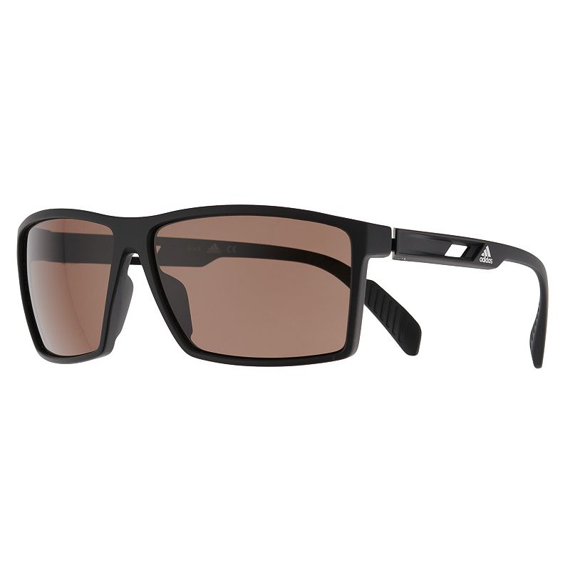 Mens adidas Thin Rectangular Sport Frame Sunglasses, Black